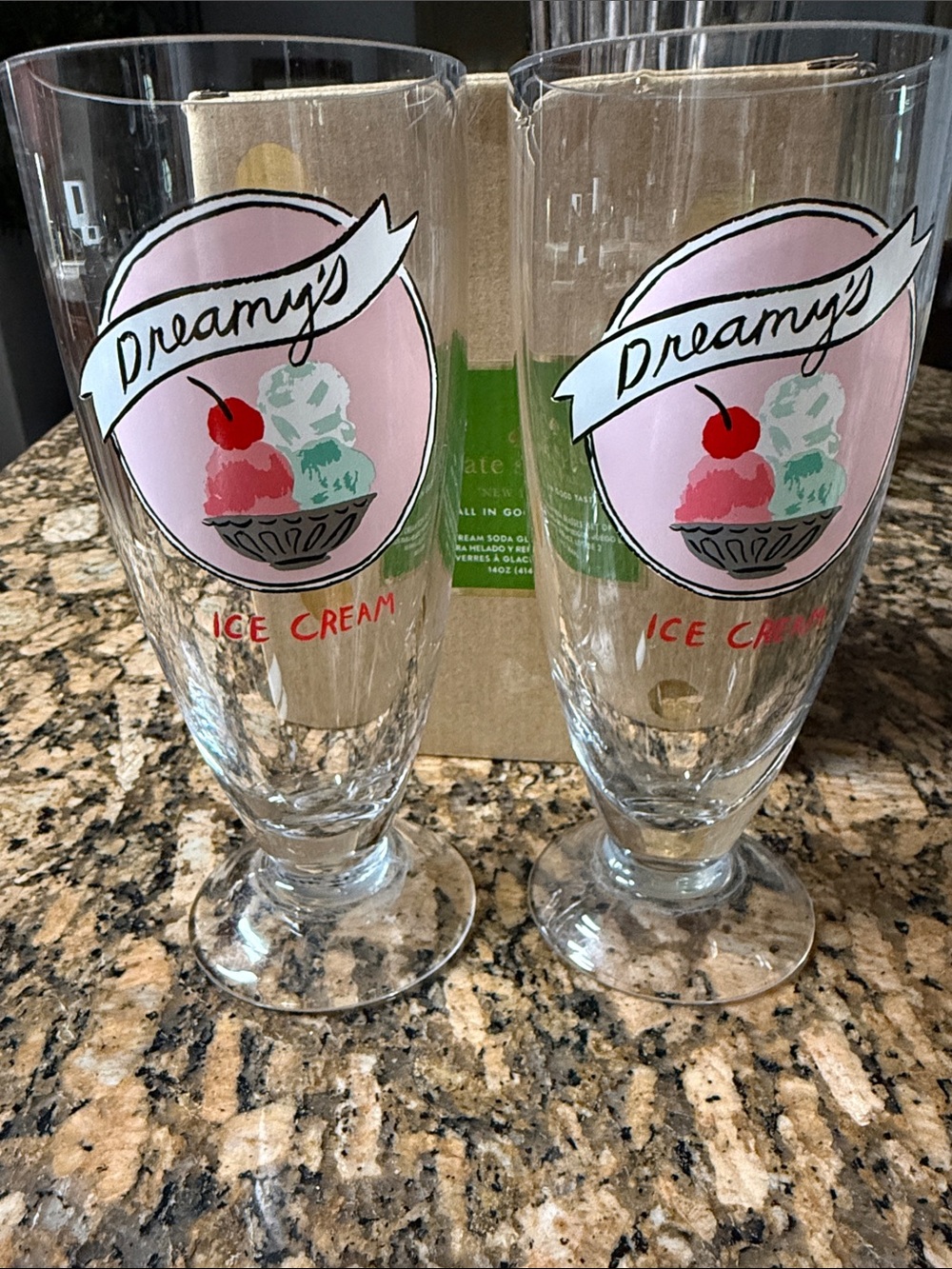 Ice Cream Tall Sundae Glasses - Pink Logo (Set of 2)